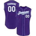 Purple Authentic White-Light Sleeveless Custom Blue Jersey Baseball Purple Authentic White-Light Sleeveless Custom Blue Jersey Baseball