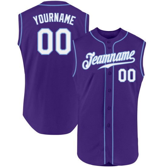 Purple Authentic White-Light Sleeveless Custom Blue Jersey Baseball Purple Authentic White-Light Sleeveless Custom Blue Jersey Baseball