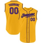 Baseball Purple-Black Sleeveless Authentic Jersey Custom Gold Baseball Purple-Black Sleeveless Authentic Jersey Custom Gold
