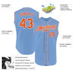 Custom Baseball Authentic Sleeveless Orange-White Light Blue Jersey Custom Baseball Authentic Sleeveless Orange-White Light Blue Jersey