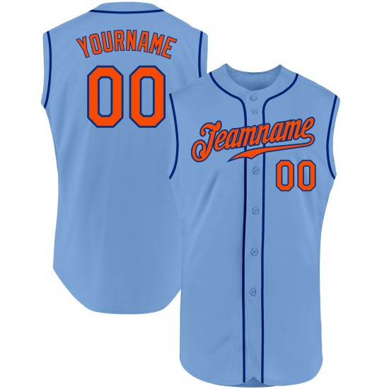 Baseball Custom Blue Orange-Royal Jersey Light Sleeveless Authentic Baseball Custom Blue Orange-Royal Jersey Light Sleeveless Authentic