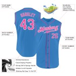 Powder Baseball Pink-White Sleeveless Blue Custom Authentic Jersey Powder Baseball Pink-White Sleeveless Blue Custom Authentic Jersey
