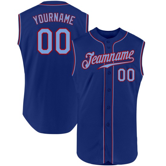 Sleeveless Jersey Royal Baseball Custom Light Blue-Red Authentic Sleeveless Jersey Royal Baseball Custom Light Blue-Red Authentic