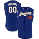 Authentic Custom Royal Jersey Baseball Sleeveless White-Red Authentic Custom Royal Jersey Baseball Sleeveless White-Red