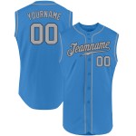 Gray Custom Baseball Powder Sleeveless Blue Authentic Jersey Gray-Steel Gray Custom Baseball Powder Sleeveless Blue Authentic Jersey Gray-Steel