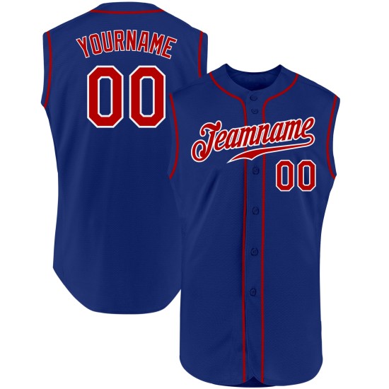 Royal Authentic Baseball Jersey Custom Sleeveless Red-White Royal Authentic Baseball Jersey Custom Sleeveless Red-White