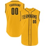 Sleeveless Authentic Jersey Gold Baseball Custom Black Sleeveless Authentic Jersey Gold Baseball Custom Black