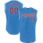 Baseball Sleeveless Jersey Crimson-White Powder Blue Custom Authentic Baseball Sleeveless Jersey Crimson-White Powder Blue Custom Authentic