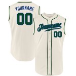 Custom Jersey Authentic Baseball Green-Royal Sleeveless Cream Custom Jersey Authentic Baseball Green-Royal Sleeveless Cream
