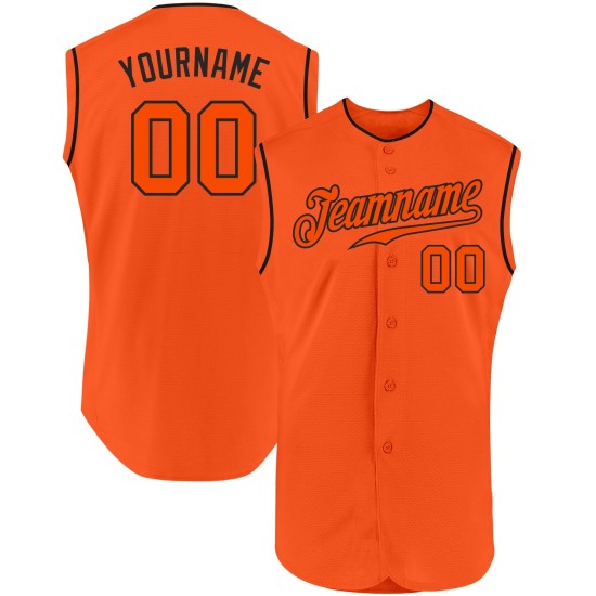 Orange-Black Jersey Sleeveless Authentic Custom Orange Baseball Orange-Black Jersey Sleeveless Authentic Custom Orange Baseball