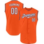 White-Navy Baseball Orange Sleeveless Authentic Jersey Custom White-Navy Baseball Orange Sleeveless Authentic Jersey Custom