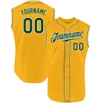 Gold Baseball Sleeveless Jersey Custom Green-White Authentic Gold Baseball Sleeveless Jersey Custom Green-White Authentic
