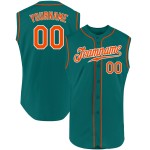Jersey Custom Sleeveless Authentic Baseball Aqua Orange-White Jersey Custom Sleeveless Authentic Baseball Aqua Orange-White