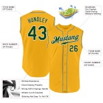 Gold Baseball Sleeveless Jersey Custom Green-White Authentic Gold Baseball Sleeveless Jersey Custom Green-White Authentic