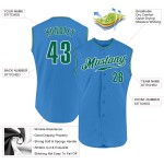Powder Green-White Custom Kelly Sleeveless Blue Baseball Jersey Authentic Powder Green-White Custom Kelly Sleeveless Blue Baseball Jersey Authentic
