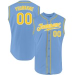 Light Gold-White Authentic Custom Sleeveless Blue Baseball Jersey Light Gold-White Authentic Custom Sleeveless Blue Baseball Jersey