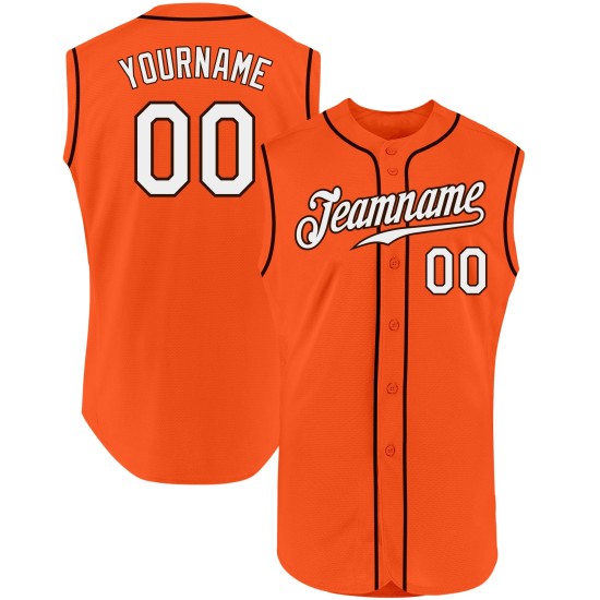 Orange Baseball Authentic Custom White-Brown Sleeveless Jersey Orange Baseball Authentic Custom White-Brown Sleeveless Jersey