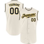 Navy-Gold Baseball Custom Sleeveless Cream Authentic Jersey Navy-Gold Baseball Custom Sleeveless Cream Authentic Jersey