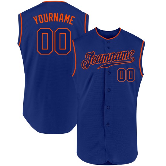Sleeveless Jersey Custom Authentic Royal Baseball Royal-Orange Sleeveless Jersey Custom Authentic Royal Baseball Royal-Orange