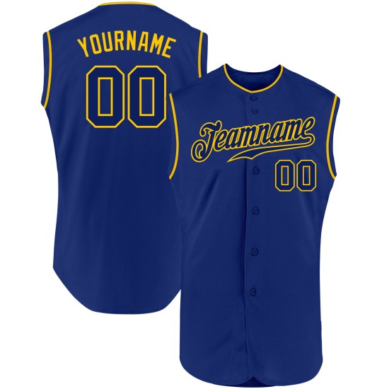 Jersey Authentic Royal Custom Baseball Sleeveless Royal-Gold Jersey Authentic Royal Custom Baseball Sleeveless Royal-Gold