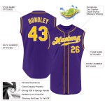 Authentic Baseball Purple Jersey Gold-White Sleeveless Custom Authentic Baseball Purple Jersey Gold-White Sleeveless Custom