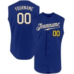 Custom Baseball Cream-Gold Sleeveless Authentic Royal Jersey Custom Baseball Cream-Gold Sleeveless Authentic Royal Jersey