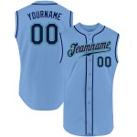 Authentic Navy-Teal Jersey Sleeveless Light Blue Baseball Custom Authentic Navy-Teal Jersey Sleeveless Light Blue Baseball Custom