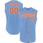Custom Baseball Authentic Sleeveless Orange-White Light Blue Jersey Custom Baseball Authentic Sleeveless Orange-White Light Blue Jersey