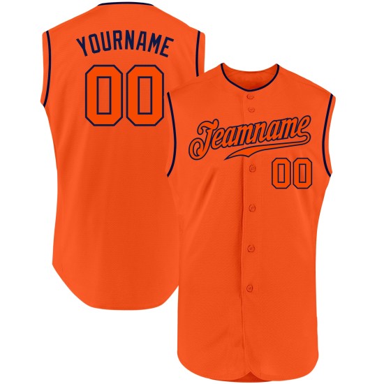 Orange Jersey Baseball Orange-Navy Custom Authentic Sleeveless Orange Jersey Baseball Orange-Navy Custom Authentic Sleeveless