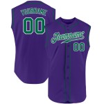 Jersey Purple Sleeveless Green-White Baseball Kelly Custom Authentic Jersey Purple Sleeveless Green-White Baseball Kelly Custom Authentic
