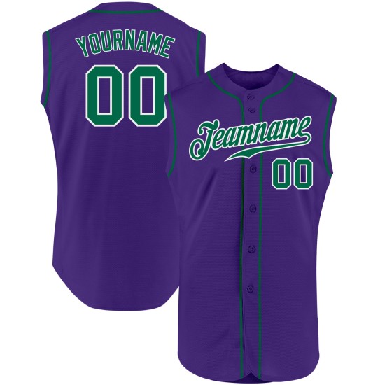 Jersey Purple Sleeveless Green-White Baseball Kelly Custom Authentic Jersey Purple Sleeveless Green-White Baseball Kelly Custom Authentic