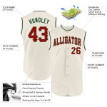 Red-Green Sleeveless Authentic Cream Custom Baseball Jersey Red-Green Sleeveless Authentic Cream Custom Baseball Jersey