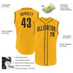 Sleeveless Authentic Jersey Gold Baseball Custom Black Sleeveless Authentic Jersey Gold Baseball Custom Black