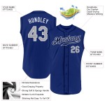 Custom Royal Authentic Baseball Jersey Gray-White Sleeveless Custom Royal Authentic Baseball Jersey Gray-White Sleeveless