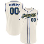 Sleeveless Authentic Jersey Baseball Cream Royal-Gold Custom Sleeveless Authentic Jersey Baseball Cream Royal-Gold Custom