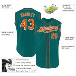 Jersey Custom Sleeveless Authentic Baseball Aqua Orange-White Jersey Custom Sleeveless Authentic Baseball Aqua Orange-White