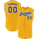 Jersey Custom Gold Baseball Blue Navy-Light Sleeveless Authentic Jersey Custom Gold Baseball Blue Navy-Light Sleeveless Authentic