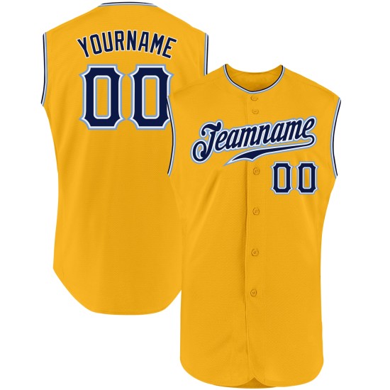 Jersey Custom Gold Baseball Blue Navy-Light Sleeveless Authentic Jersey Custom Gold Baseball Blue Navy-Light Sleeveless Authentic