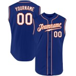 Royal Baseball Sleeveless Jersey Authentic White-Orange Custom Royal Baseball Sleeveless Jersey Authentic White-Orange Custom