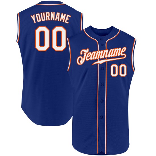 Royal Baseball Sleeveless Jersey Authentic White-Orange Custom Royal Baseball Sleeveless Jersey Authentic White-Orange Custom