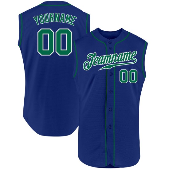 Jersey Authentic Custom Green-White Royal Sleeveless Kelly Baseball Jersey Authentic Custom Green-White Royal Sleeveless Kelly Baseball