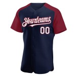 Custom Navy White-Crimson Raglan Jersey Sleeves Authentic Baseball Custom Navy White-Crimson Raglan Jersey Sleeves Authentic Baseball