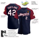 Custom Navy White-Crimson Raglan Jersey Sleeves Authentic Baseball Custom Navy White-Crimson Raglan Jersey Sleeves Authentic Baseball