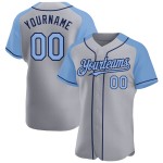 Jersey Blue-Navy Authentic Sleeves Custom Raglan Gray Light Baseball Jersey Blue-Navy Authentic Sleeves Custom Raglan Gray Light Baseball