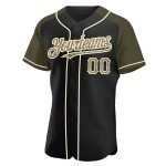 Black Jersey Sleeves Authentic Olive-Cream Raglan Custom Camo Baseball Black Jersey Sleeves Authentic Olive-Cream Raglan Custom Camo Baseball
