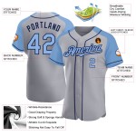 Jersey Blue-Navy Authentic Sleeves Custom Raglan Gray Light Baseball Jersey Blue-Navy Authentic Sleeves Custom Raglan Gray Light Baseball
