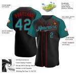 Jersey Raglan Black Teal-Red Baseball Sleeves Custom Authentic Jersey Raglan Black Teal-Red Baseball Sleeves Custom Authentic