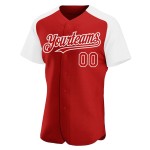 Raglan Red Jersey Authentic White Baseball Custom Sleeves Raglan Red Jersey Authentic White Baseball Custom Sleeves