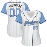 Father's Light Day Authentic Blue-Steel Light Pinstripe Baseball White Raglan Jersey Custom Sleeves Gray Blue Father's Light Day Authentic Blue-Steel Light Pinstripe Baseball White Raglan Jersey Custom Sleeves Gray Blue