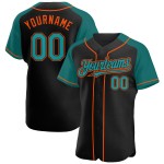 Authentic Baseball Custom Sleeves Raglan Jersey Black Teal-Orange Authentic Baseball Custom Sleeves Raglan Jersey Black Teal-Orange